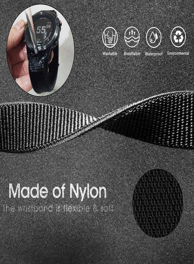Abanen mmAbanen Hook and Loop Quick Dry Watch Band for Fenix 8 47mm/ epix Pro 47mm/ Fenix 7/6/5, 22mm Woven Nylon Ultralight Sport Wristband Strap for Garmin Instinct 2, Instinct 3 45mm (Black) - Image 4